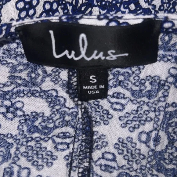 Lulu's Mandala Daydream Blue PrintMaxi Dress- Size S Side Slits Blue/White NWOT - Picture 6 of 7
